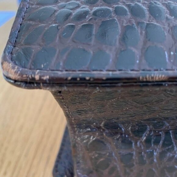 Vtg. 1950’s Hudson's Bay Co. LEATHER + SUEDE HANDBAG Embossed Croc/Gator/Snake - Picture 11 of 16